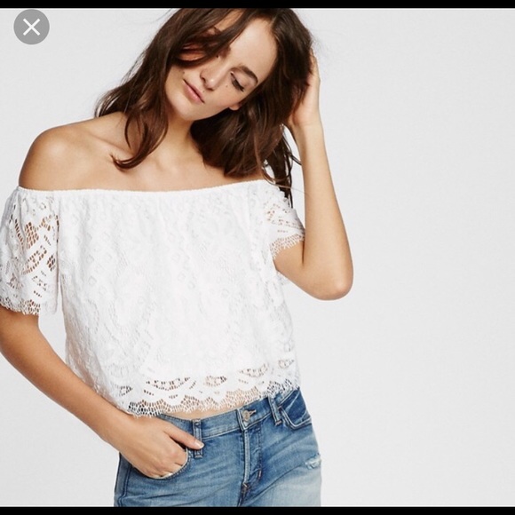 Express Tops - Express off shoulder lace top